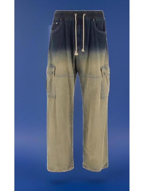 Other - $1275 Dolce & Gabbana Washed Drawstring Cargo Beige/Dark Blue Jeans Size 52